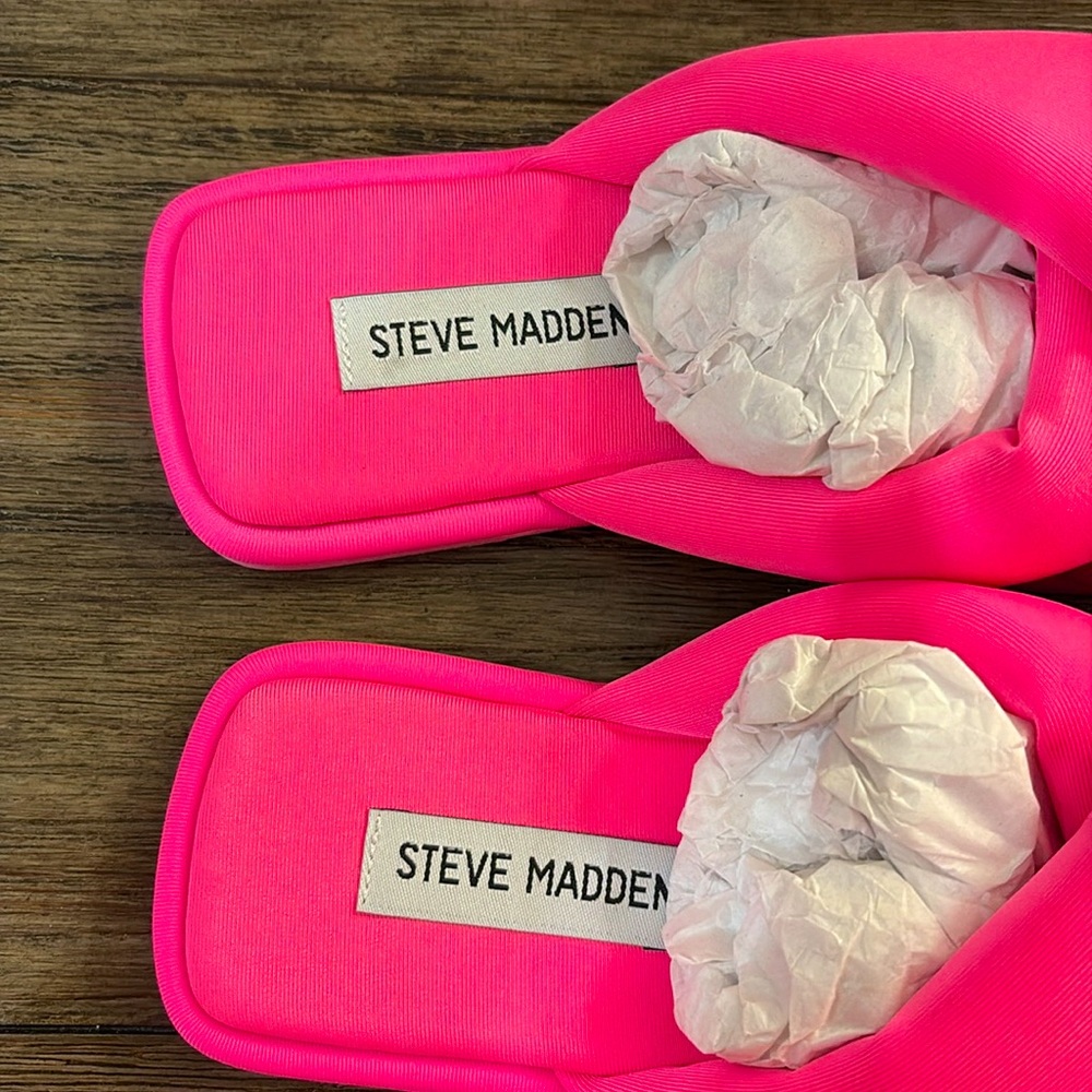 NIB [Steve Madden] Dixie Slip-On Square Toe Slide Sandals in Pink Women's Sz 6 - Picture 6 of 12